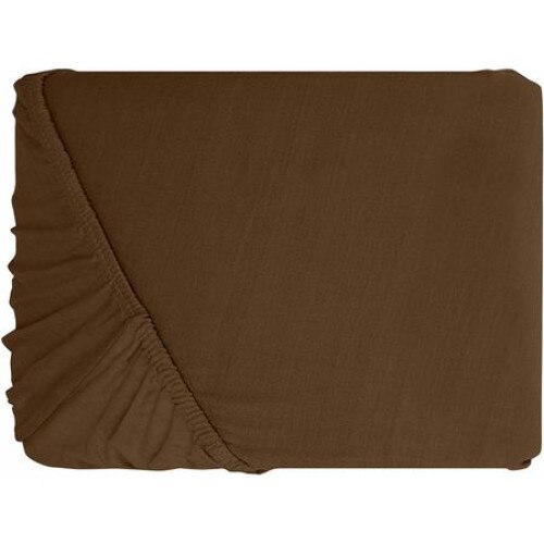 Cearceaf de pat cu elastic Mally Home Yuny , 160 x 200 + 25 cm, Bumbac, Maro